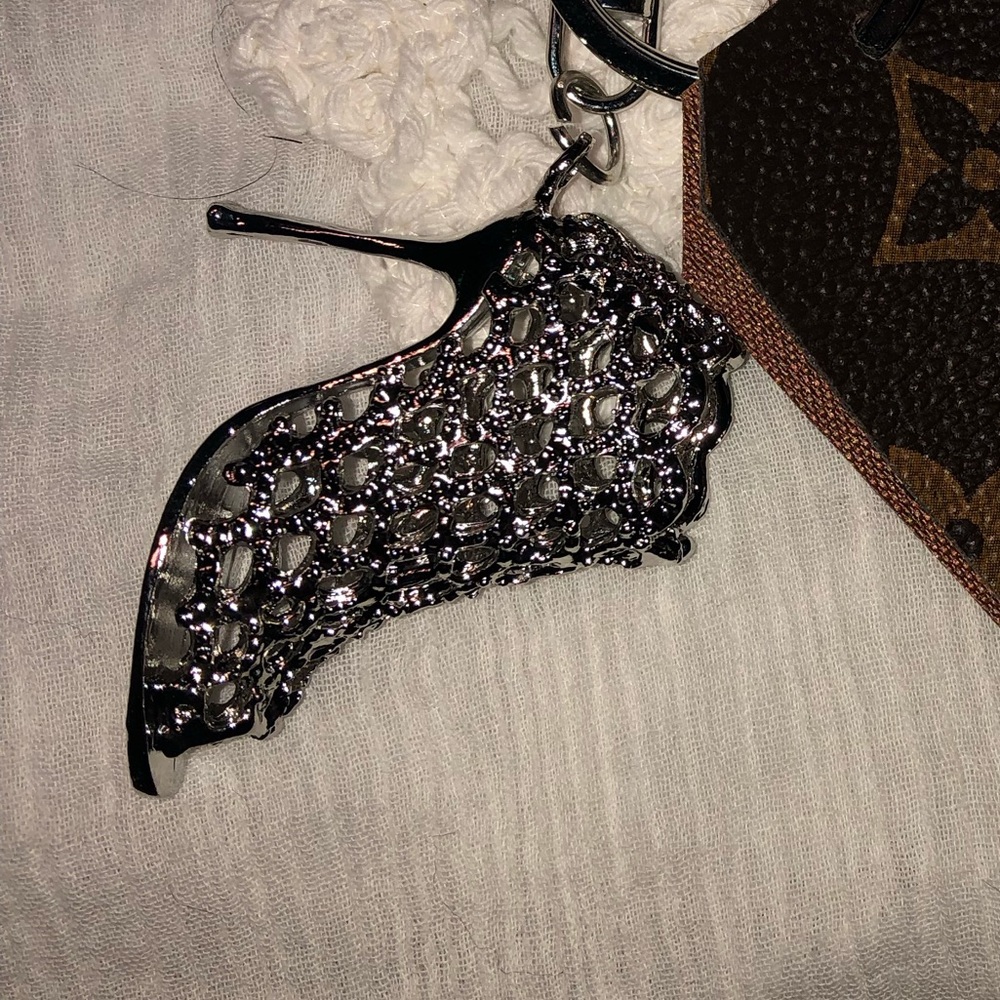 Silver shoe charm keychain, Purse Charm, Bag Charm